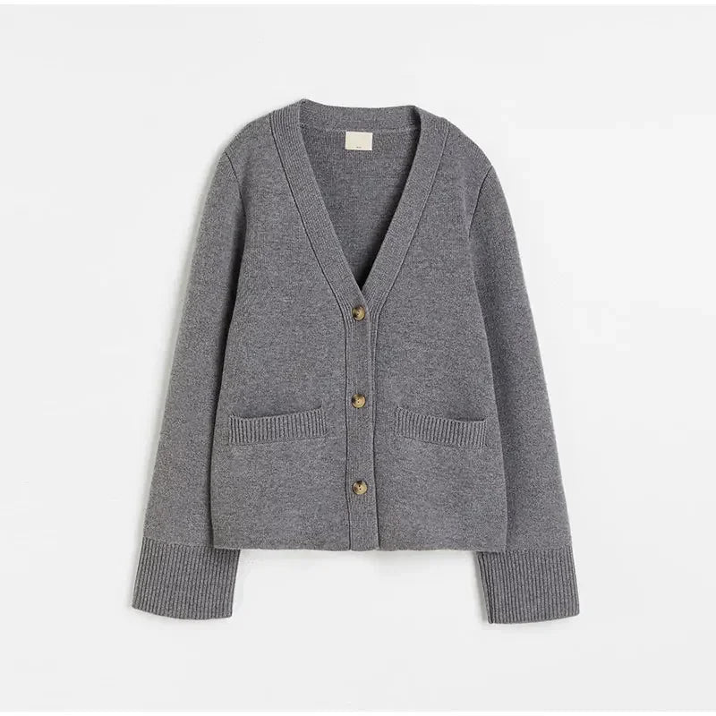Lillymoda | Isabella - Lässige Strickjacke mit V-Ausschnitt und Taschen
