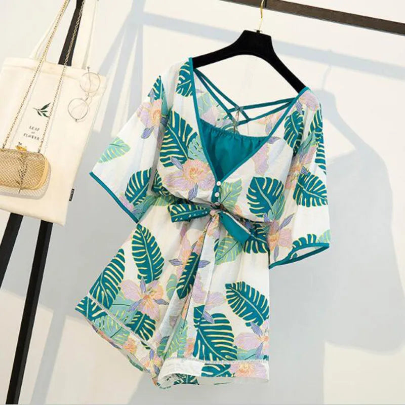 Xaniya - Strandurlaub Damen Playsuit in Übergröße