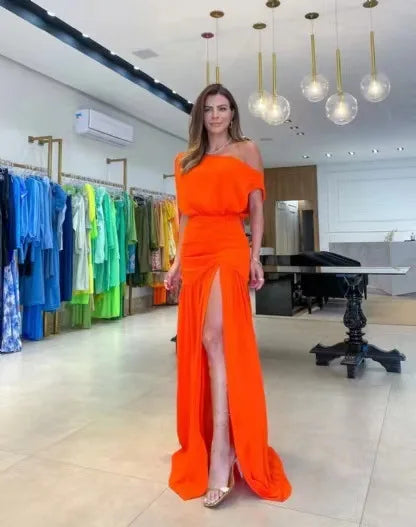 Lillymoda | Keira - Elegantes Ein-Schultern Kleid mit Schlitz