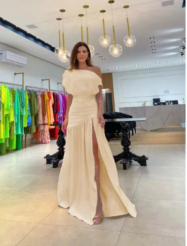 Lillymoda | Keira - Elegantes Ein-Schultern Kleid mit Schlitz