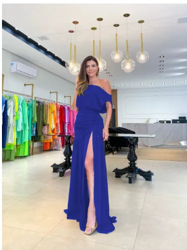 Lillymoda | Keira - Elegantes Ein-Schultern Kleid mit Schlitz