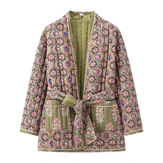 Lillymoda | Gwendolyn - wattierte Strickjacke mit Blumendruck