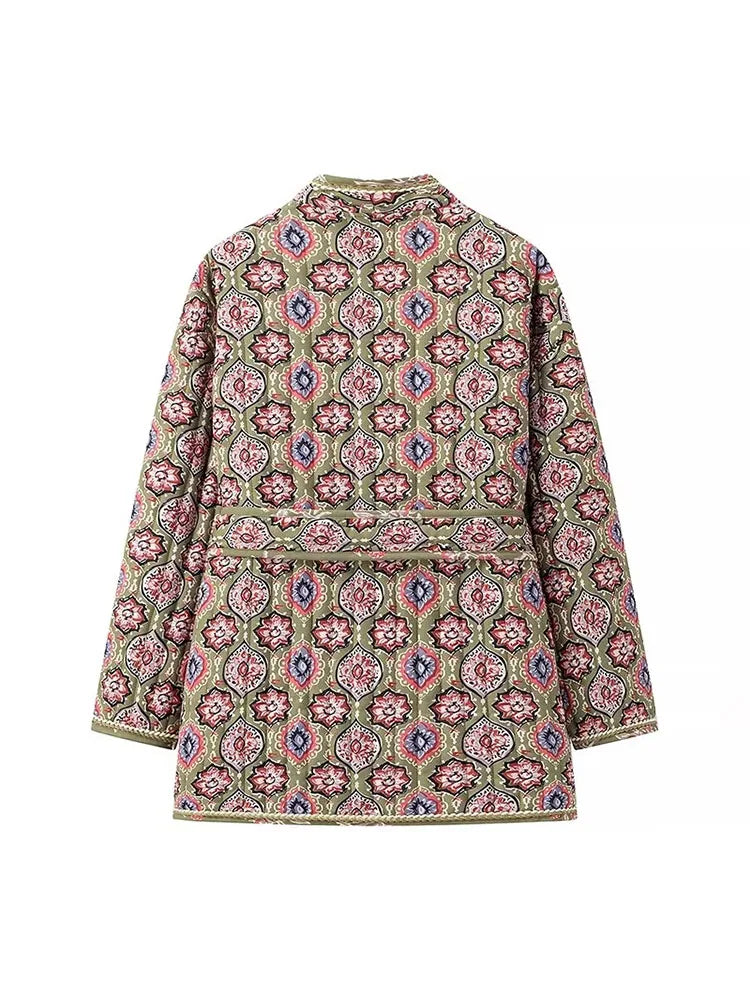 Lillymoda | Gwendolyn - wattierte Strickjacke mit Blumendruck