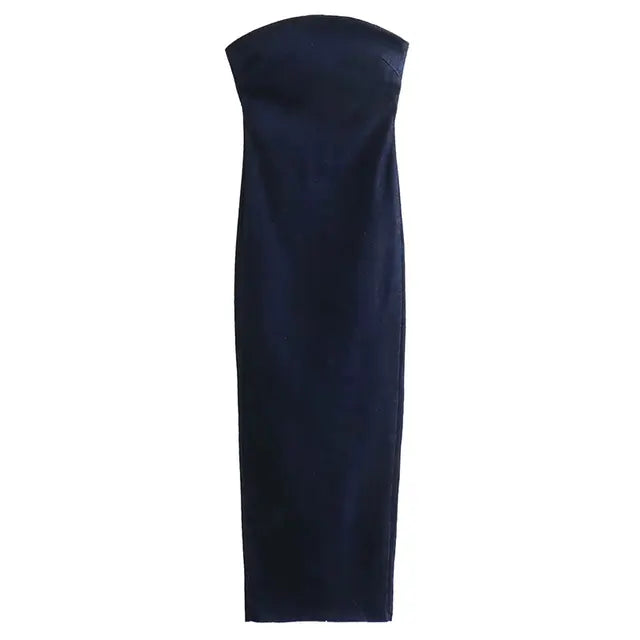 Lillymoda | Betty - elegantes Denim Kleid trägerloses Kleid