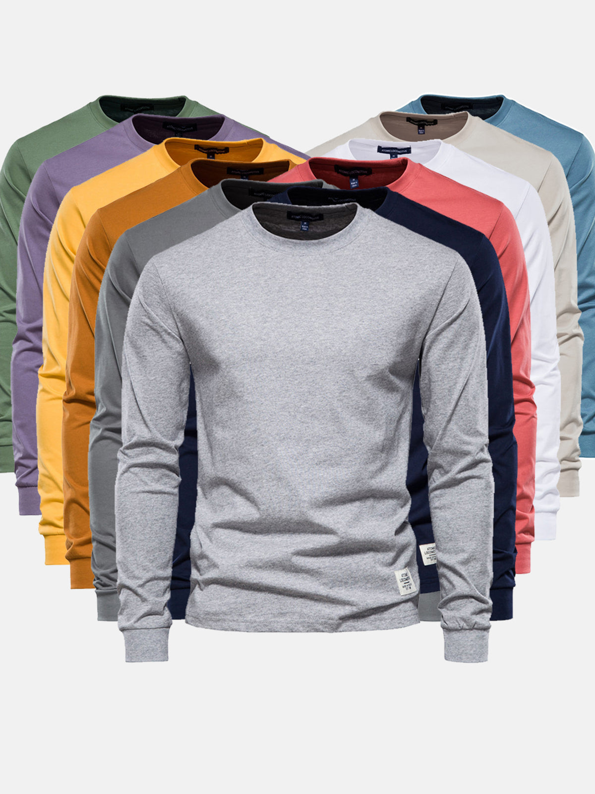 Garvan - Herren Baumwoll-Langarmshirt mit Rundhalsausschnitt
