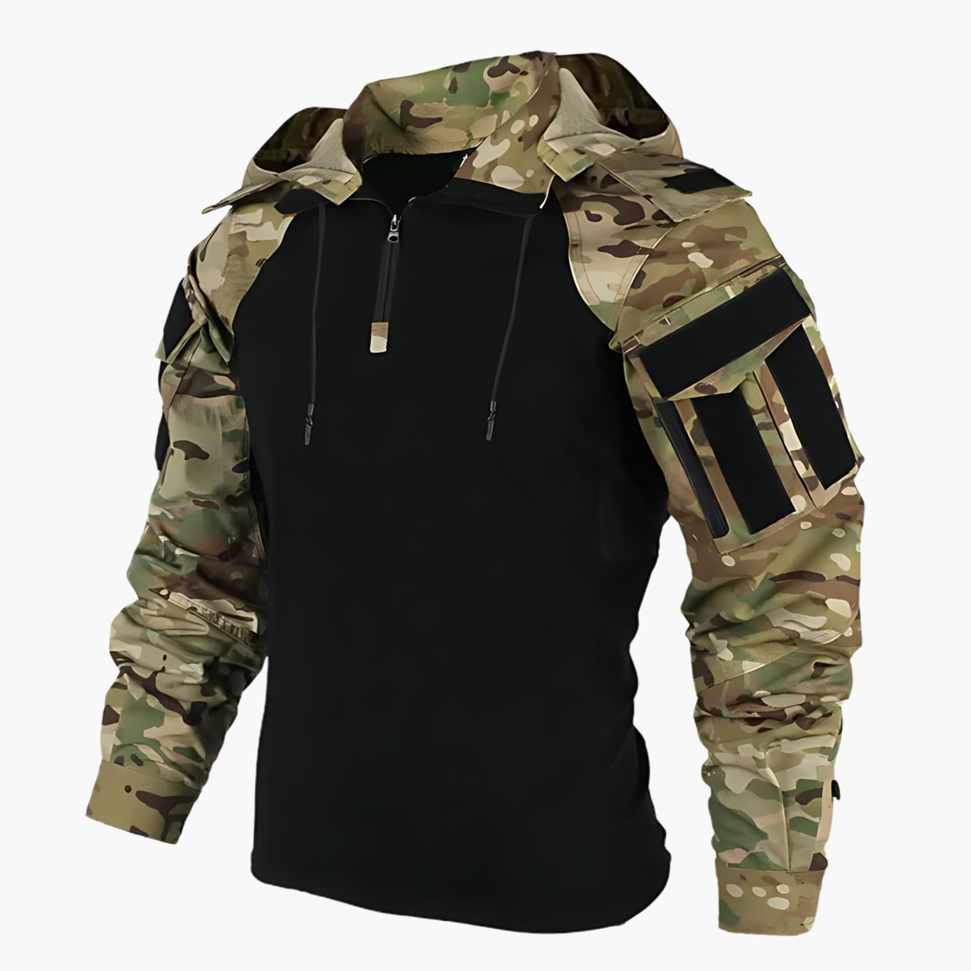 Taktische Jacke | Halb-Reißverschluss | Kapuze | Militärjacke | Herrenbekleidung