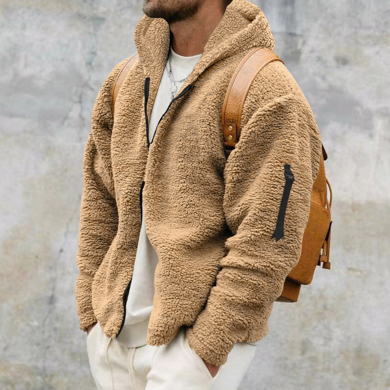 Teddy-Jacke – mit Kapuze – warm – Fleecejacke – Winterjacke für Herren