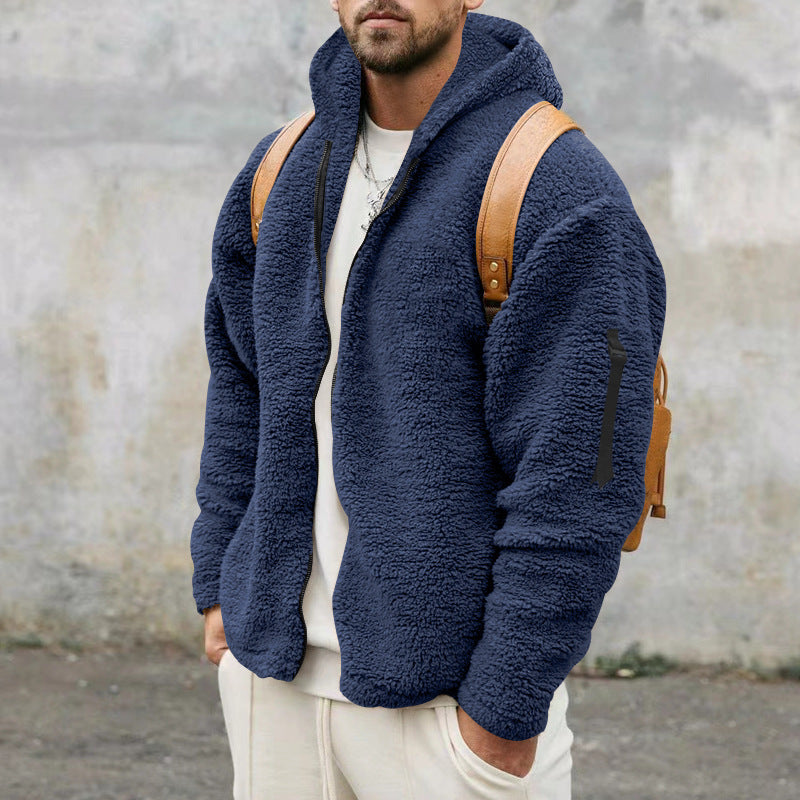 Teddy-Jacke – mit Kapuze – warm – Fleecejacke – Winterjacke für Herren