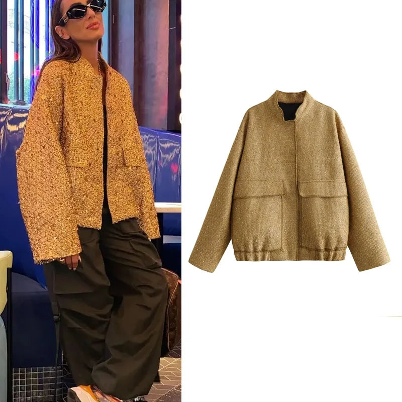 Lillymoda | Emery - Stylische Paillettenjacke mit O-Ausschnitt