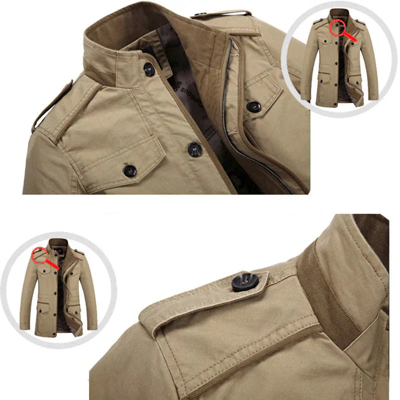 Trenchcoat für Herren - Einreihige Herbstjacke mit schmaler Passform und Reißverschluss