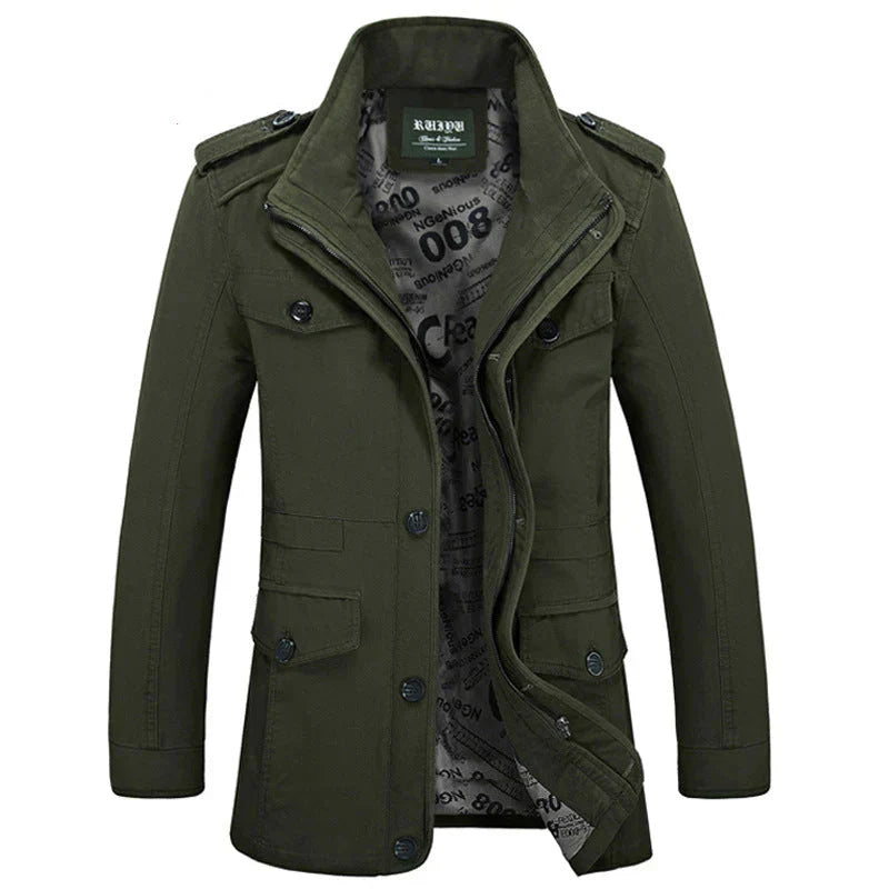 Trenchcoat für Herren - Einreihige Herbstjacke mit schmaler Passform und Reißverschluss