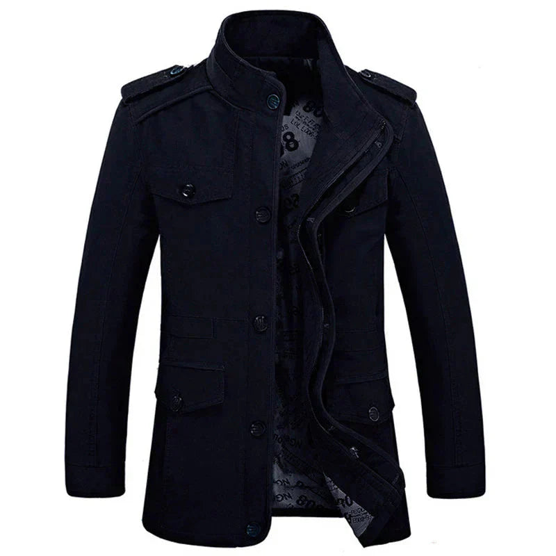 Trenchcoat für Herren - Einreihige Herbstjacke mit schmaler Passform und Reißverschluss