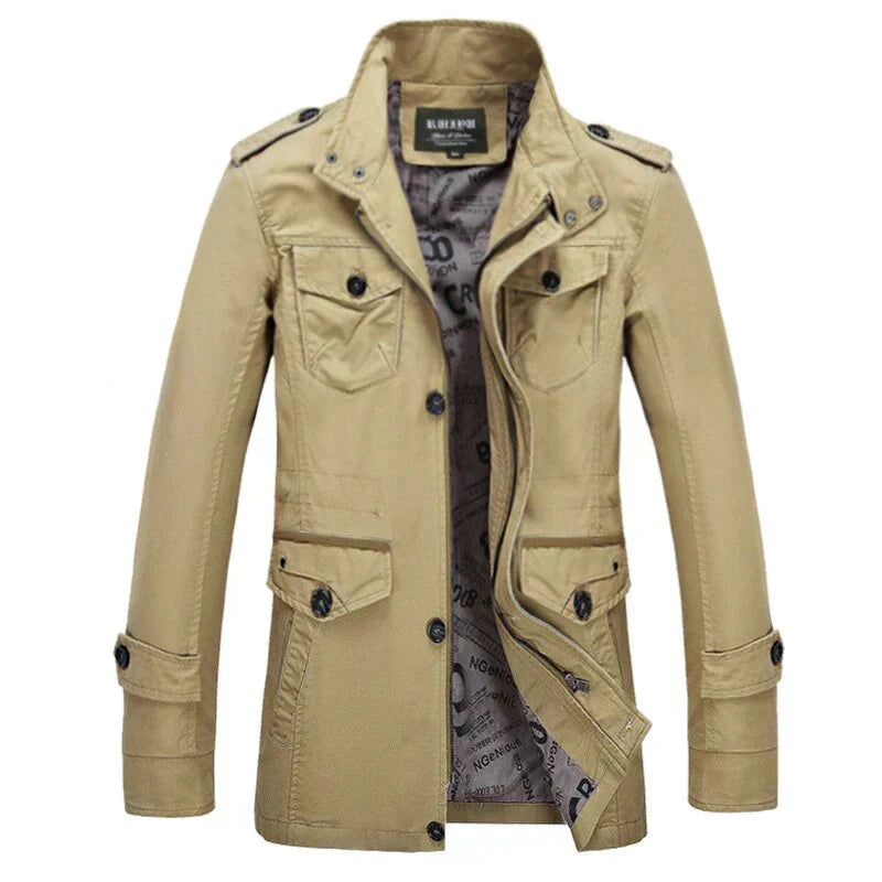 Trenchcoat für Herren - Einreihige Herbstjacke mit schmaler Passform und Reißverschluss