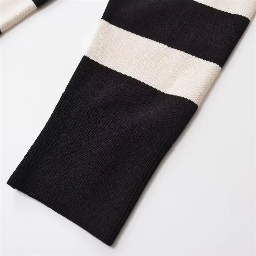 Lillymoda | Casey - Gestricktes Gestreiftes Langes Kleid