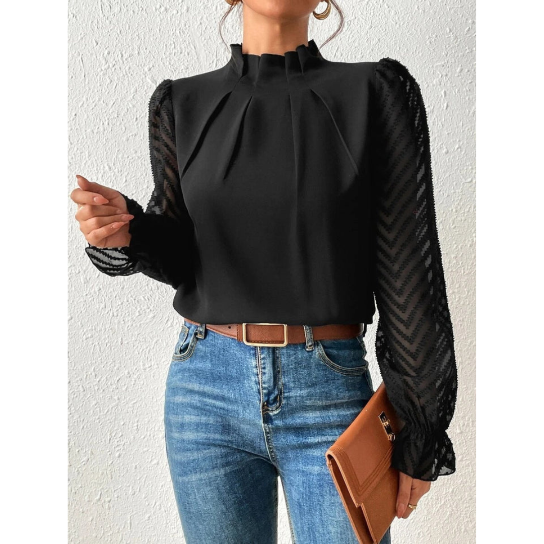 Karatot | Damen Rollkragen Elegantes Bluse | Langarm