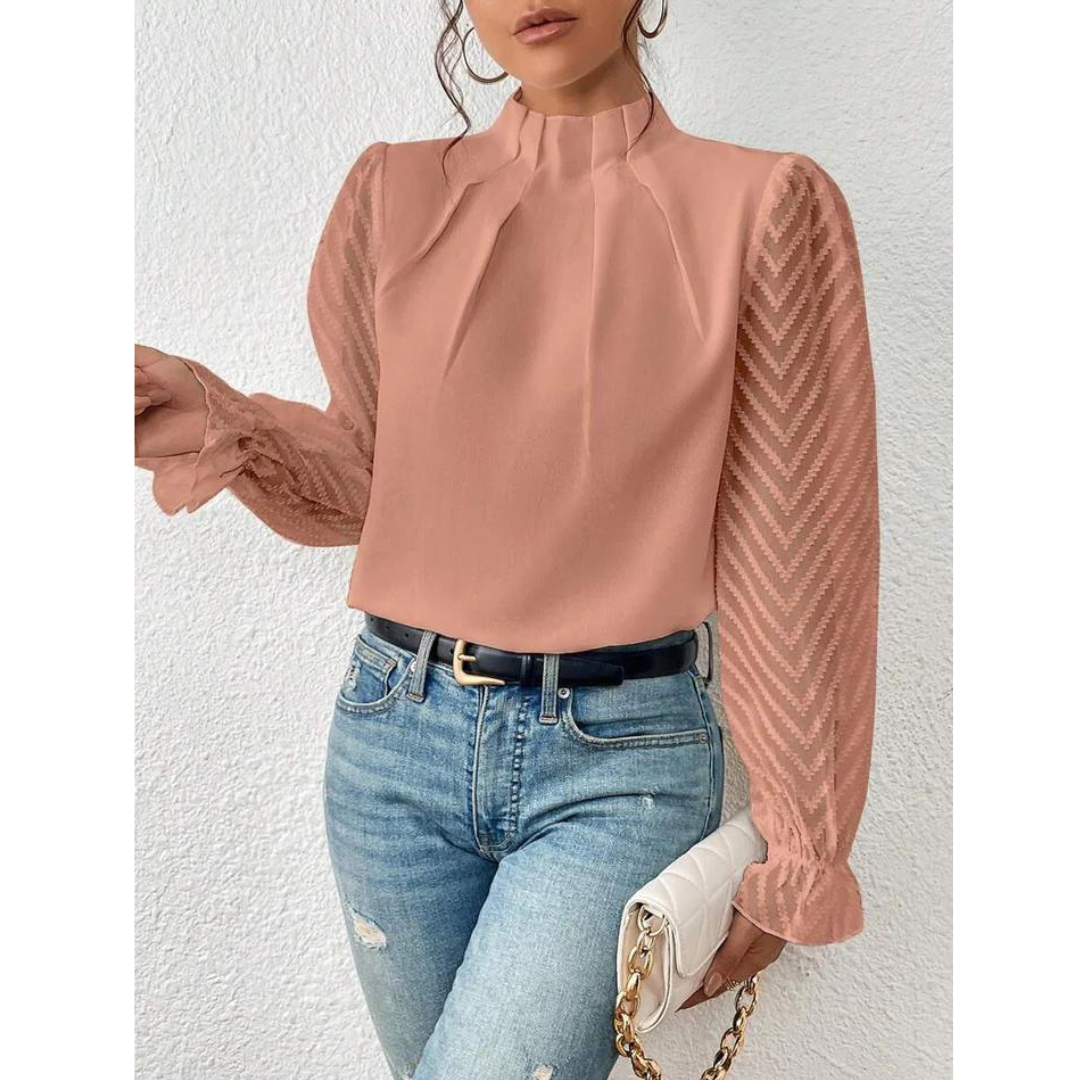 Karatot | Damen Rollkragen Elegantes Bluse | Langarm