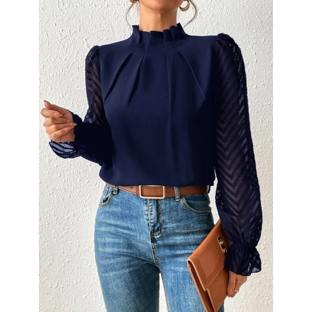 Karatot | Damen Rollkragen Elegantes Bluse | Langarm
