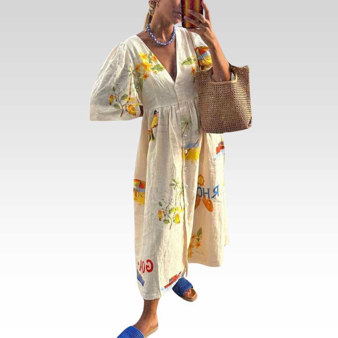 Mediterranes Kleid mit Muster luftig Damen – Bellara