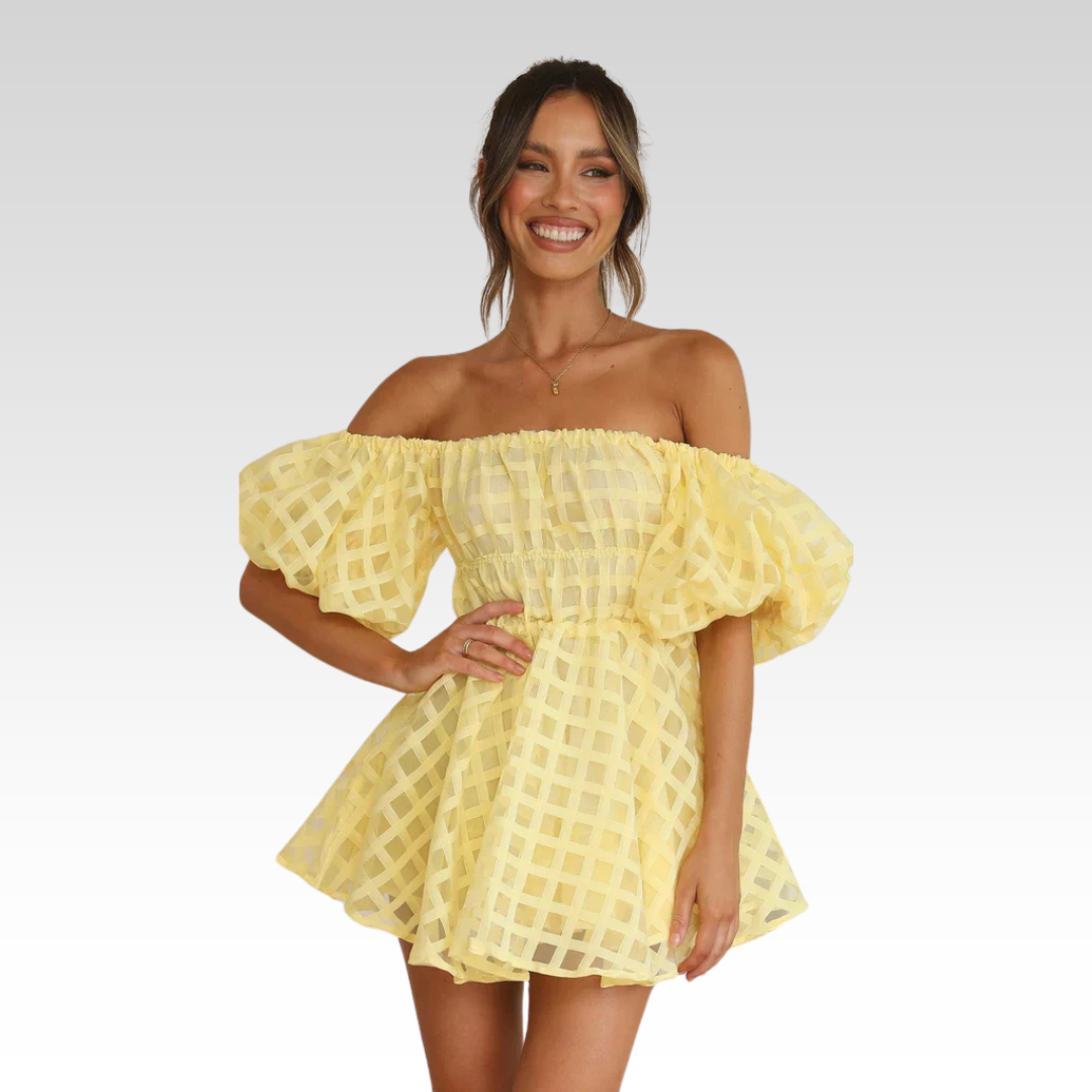 Kurzes Kleid mit Puffärmeln elegant Damen – Celestia