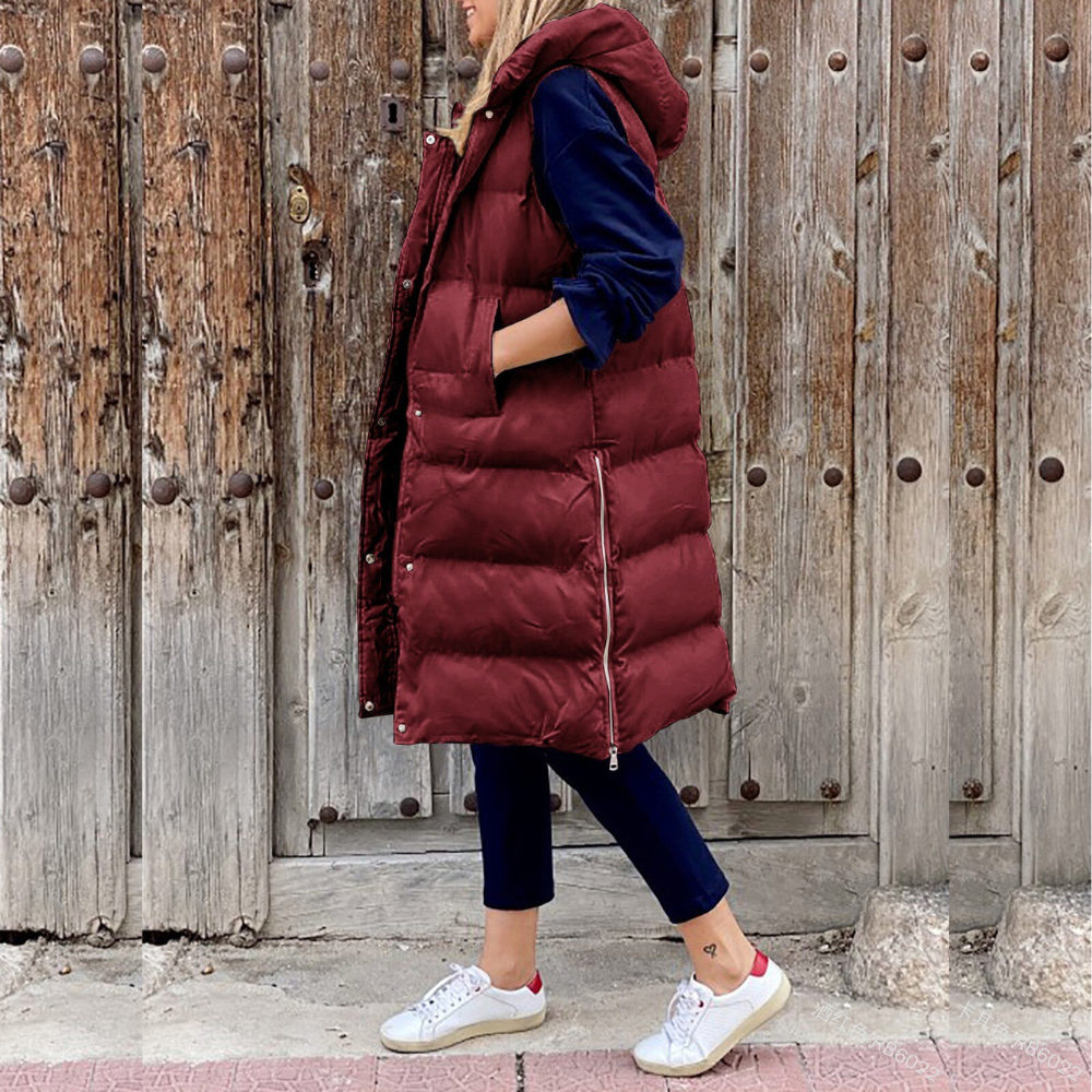 Lillymoda | Emelia - Lange ärmellose Jacke mit Kapuze
