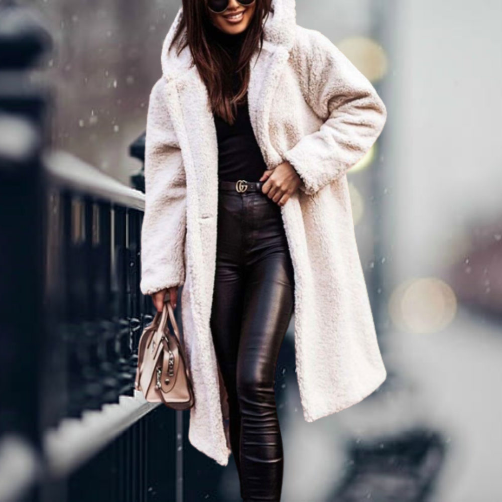 Lillymoda | Ailani - Eleganter Langer Plüsch Wintermantel für Damen