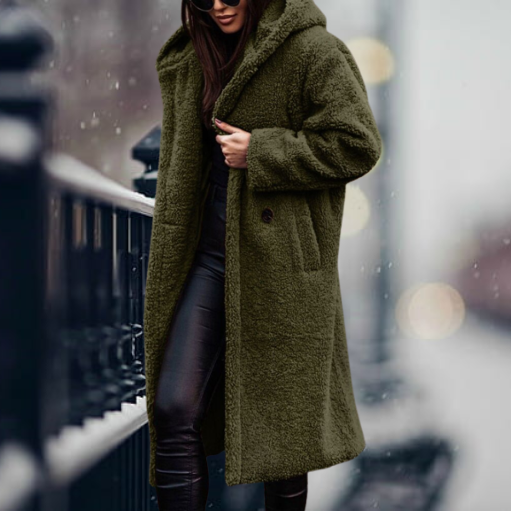 Lillymoda | Ailani - Eleganter Langer Plüsch Wintermantel für Damen