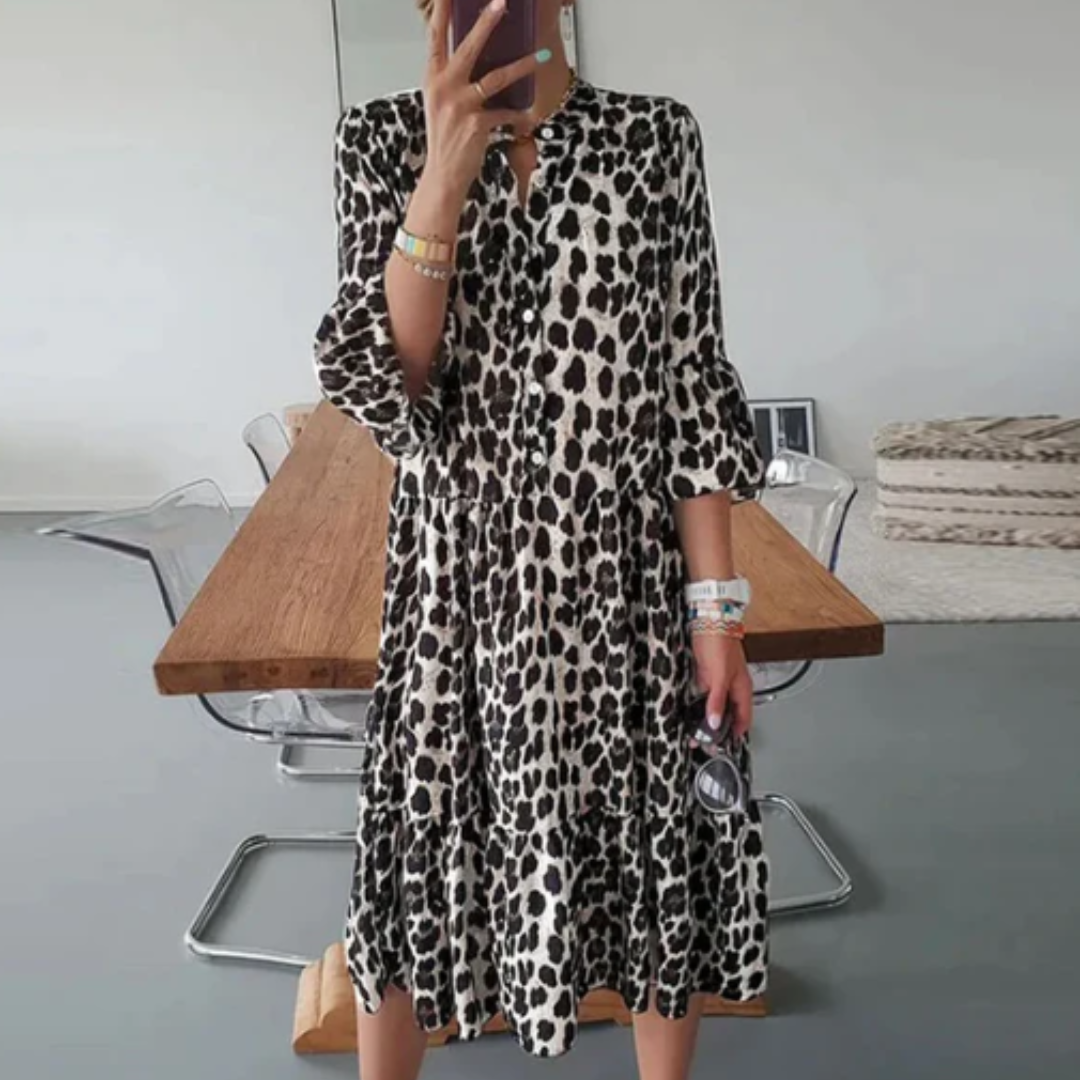 Ilse Kleid | Elegantes Sommerkleid mit Leopardenmuster