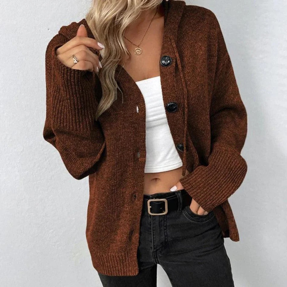 Alesia - Strickjacke mit Kapuze und Kordelzug