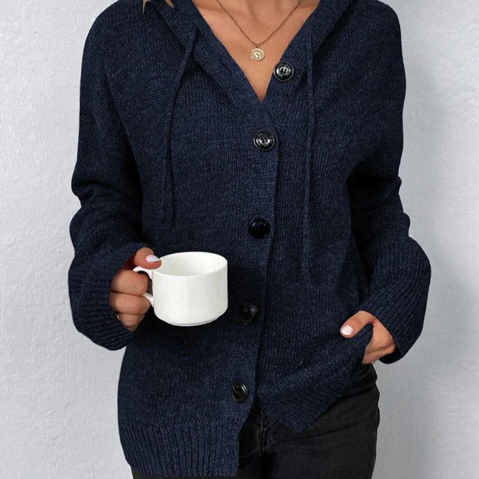 Alesia - Strickjacke mit Kapuze und Kordelzug