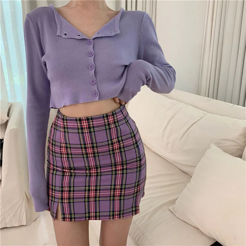 Gwendy - Crop Top Pullover mit Knöpfen
