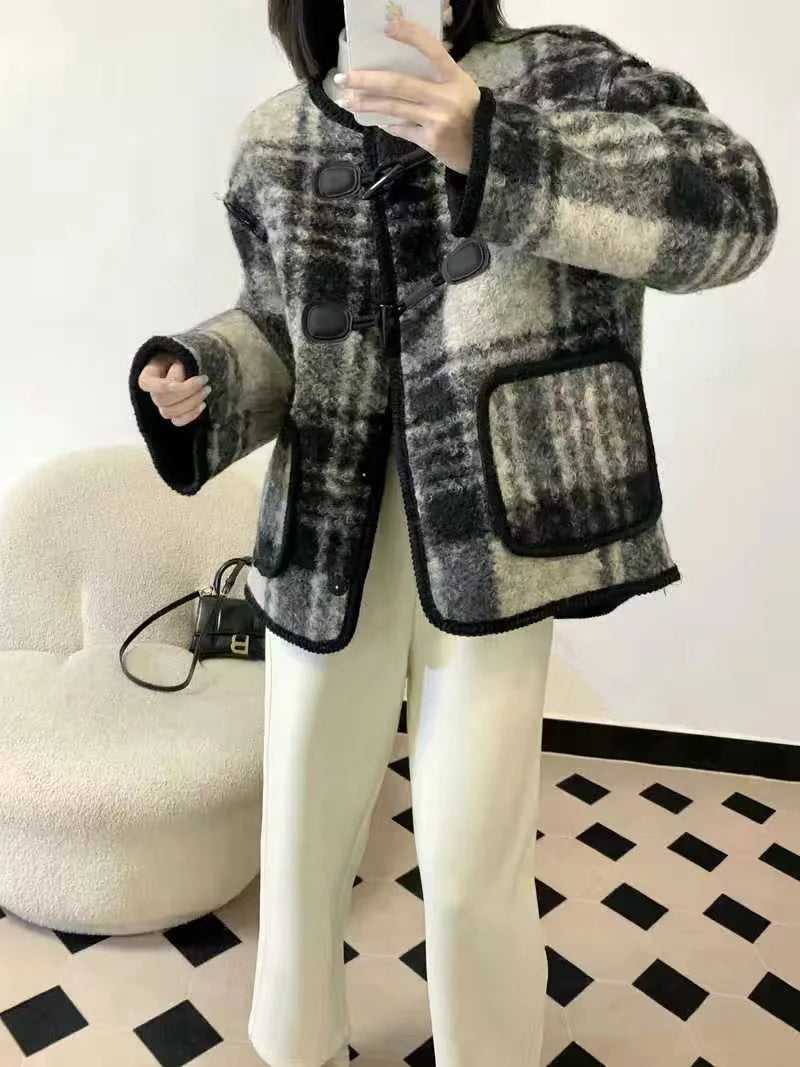 Lillymoda | Elise - Eleganter Dicker Karierter Mantel