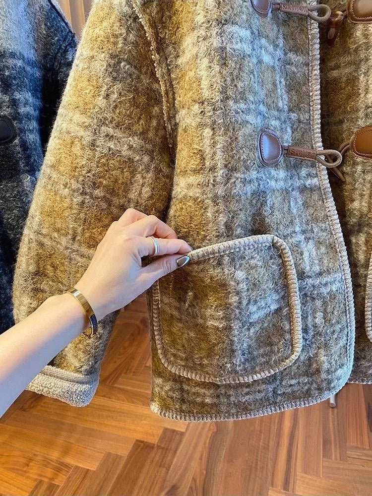 Lillymoda | Elise - Eleganter Dicker Karierter Mantel