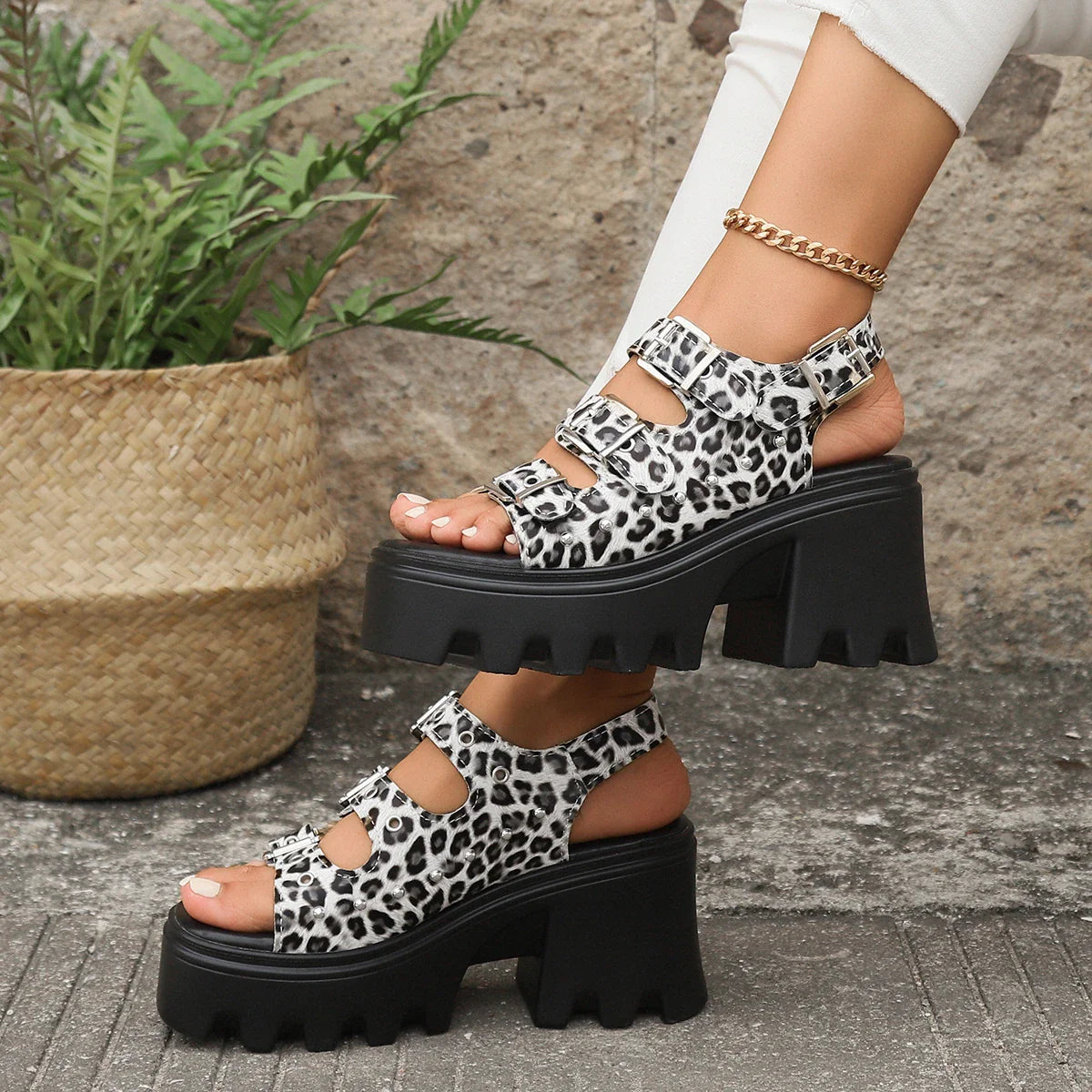 Malena - Damen Sandalen mit Absätzen Sommer Punk
