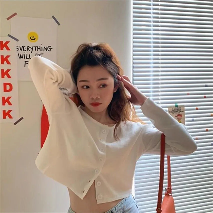 Gwendy - Crop Top Pullover mit Knöpfen