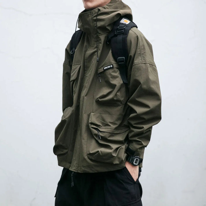 Wetterfeste Jacke | Oversize-Schnitt | Mit Kapuze | Cargo-Jacke | Herrenjacke