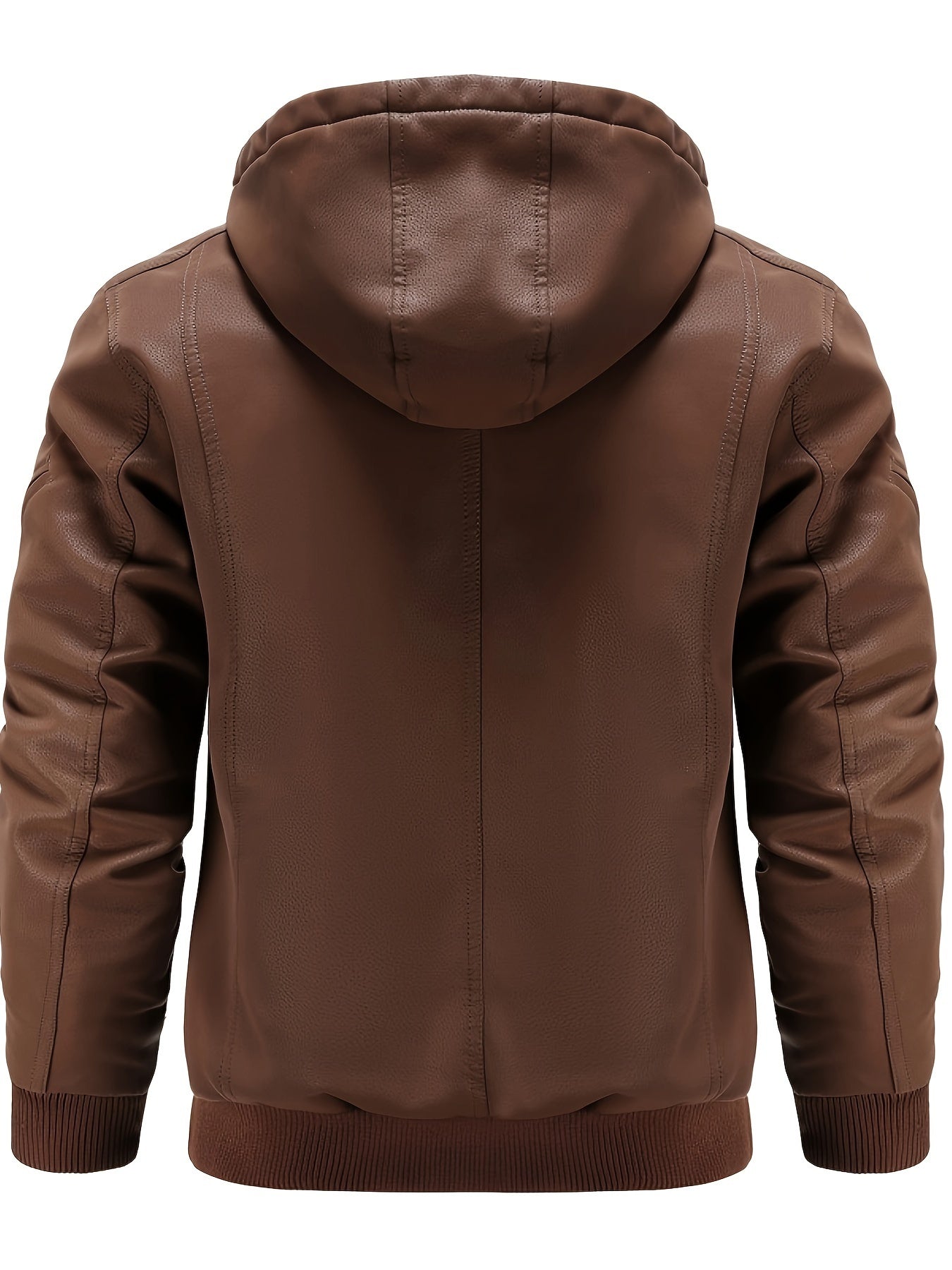 Winter-Lederjacke – winddichte PU-Lederjacke mit Kapuze und gestepptem Innenfutter für Herren