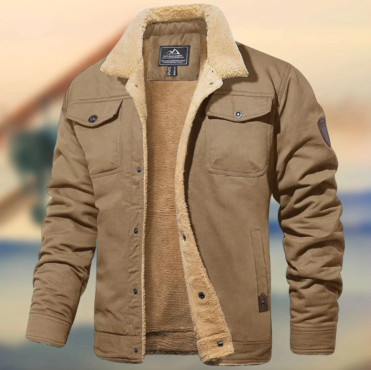 Winterjacke – Gefütterte Winter-Fleecejacke Mit Knöpfen Für Herren