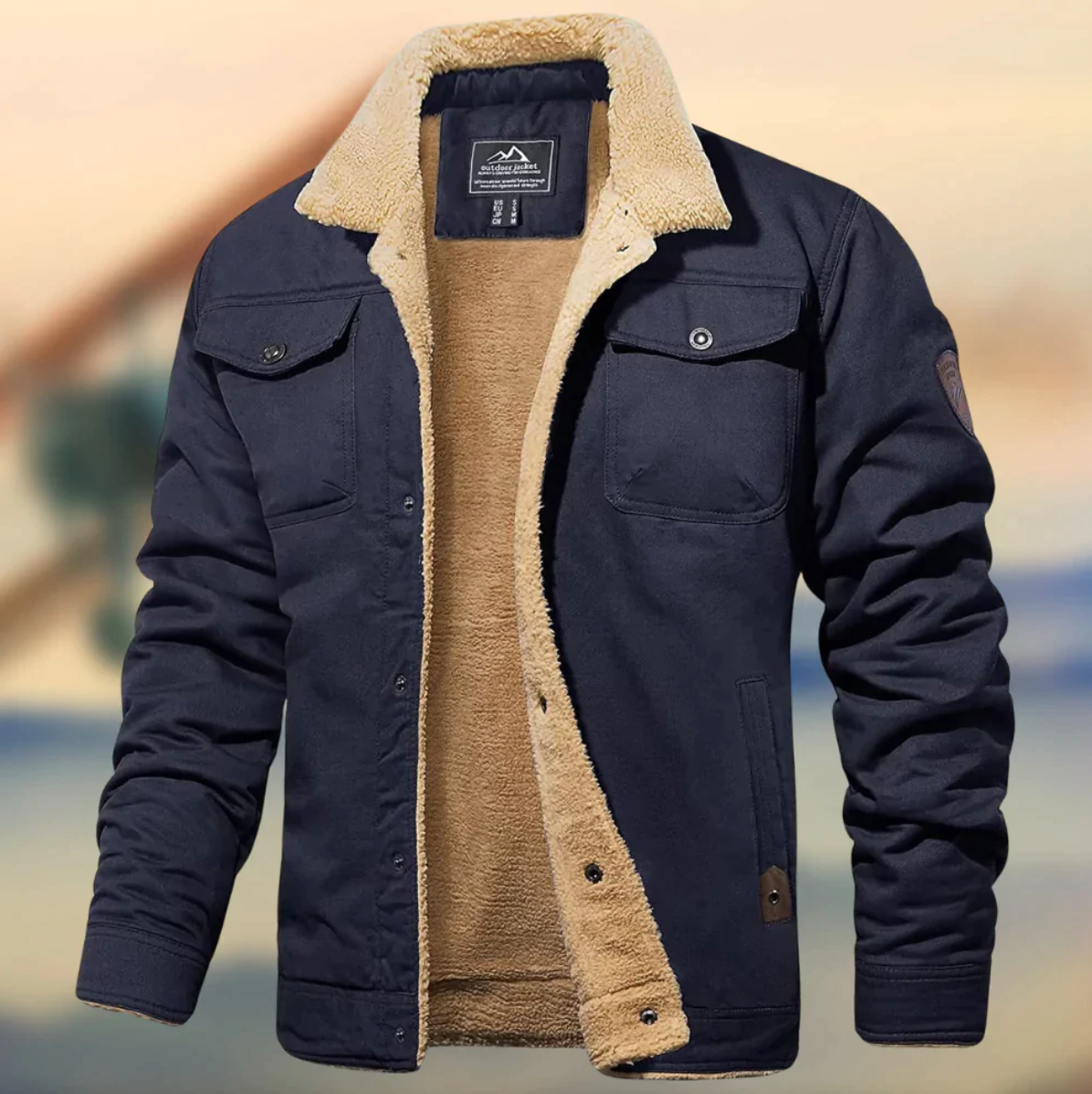 Winterjacke – Gefütterte Winter-Fleecejacke Mit Knöpfen Für Herren