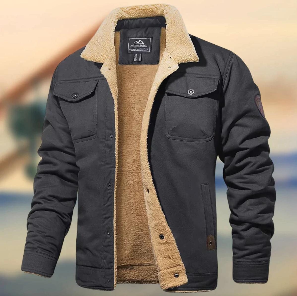 Winterjacke – Gefütterte Winter-Fleecejacke Mit Knöpfen Für Herren