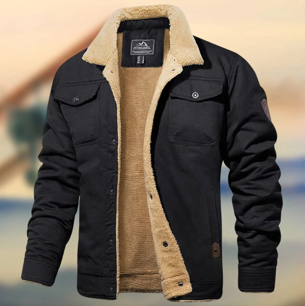 Winterjacke – Gefütterte Winter-Fleecejacke Mit Knöpfen Für Herren