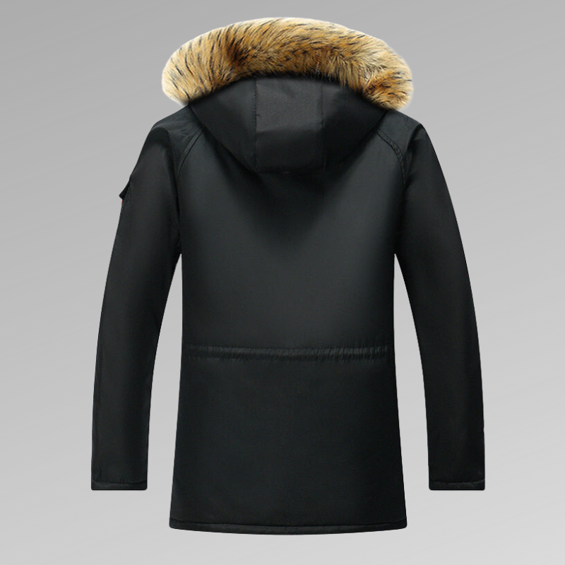 Winterparka – warme Herren-Steppjacke mit Fellkapuze und Steppfutter