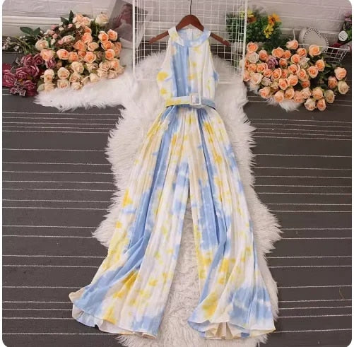 Georgana - Bohemian Jumpsuit mit Blumenmuster und Gürtel
