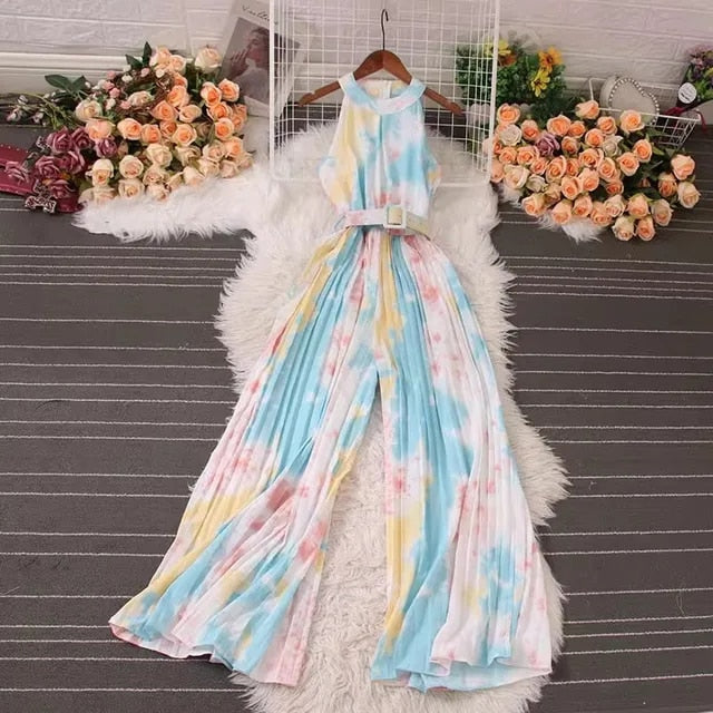 Georgana - Bohemian Jumpsuit mit Blumenmuster und Gürtel