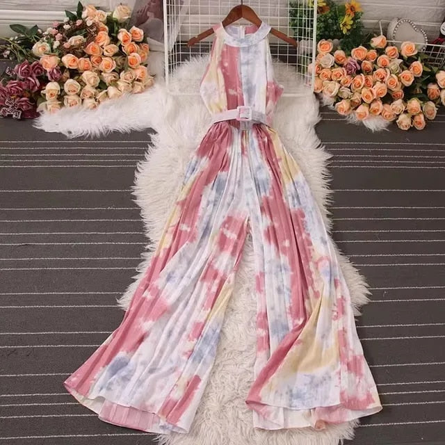 Georgana - Bohemian Jumpsuit mit Blumenmuster und Gürtel