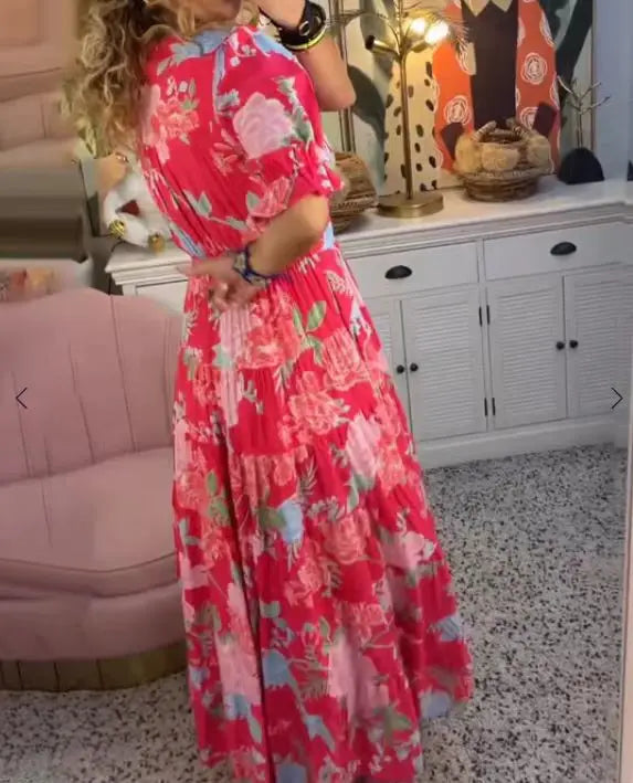 Lillymoda | Avery - Elegantes Langes Kleid mit Blumenmuster