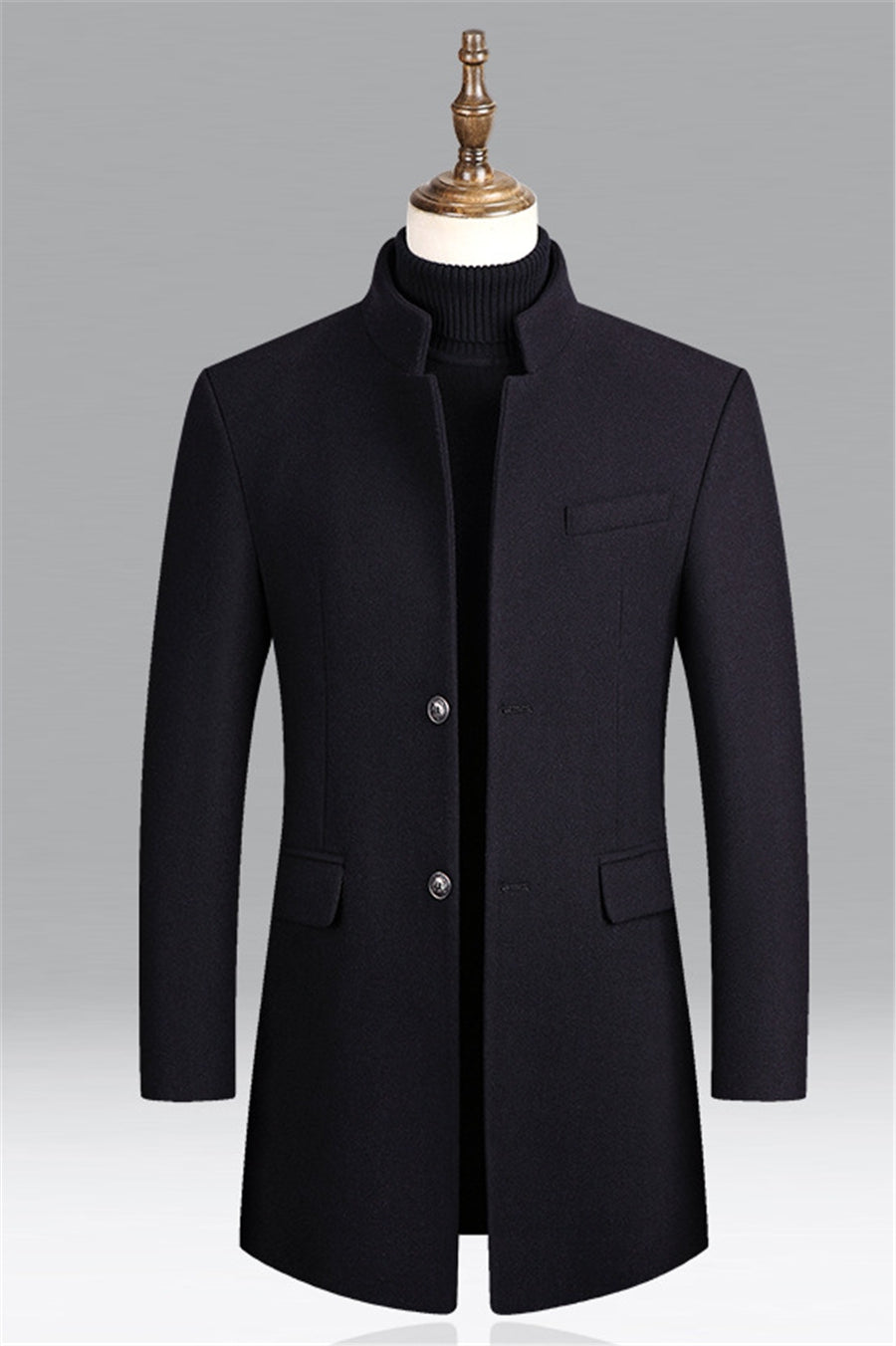 Woll-Trenchcoat – Formal – Klassisch – Einreihiger Mantel – Herrenjacken