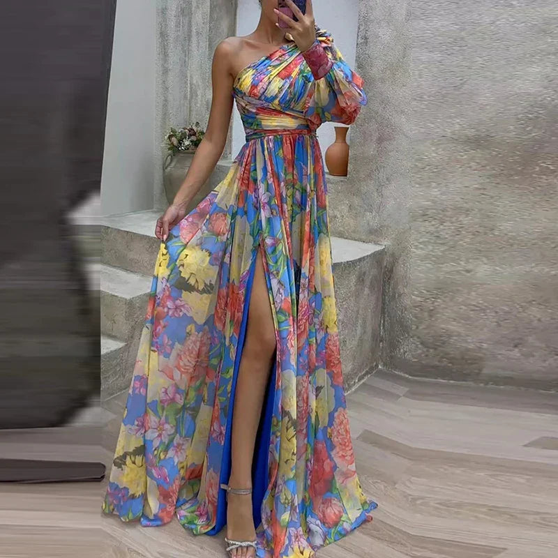 Lillymoda | Charlotte - Elegantes Maxikleid mit Einem Ärmel