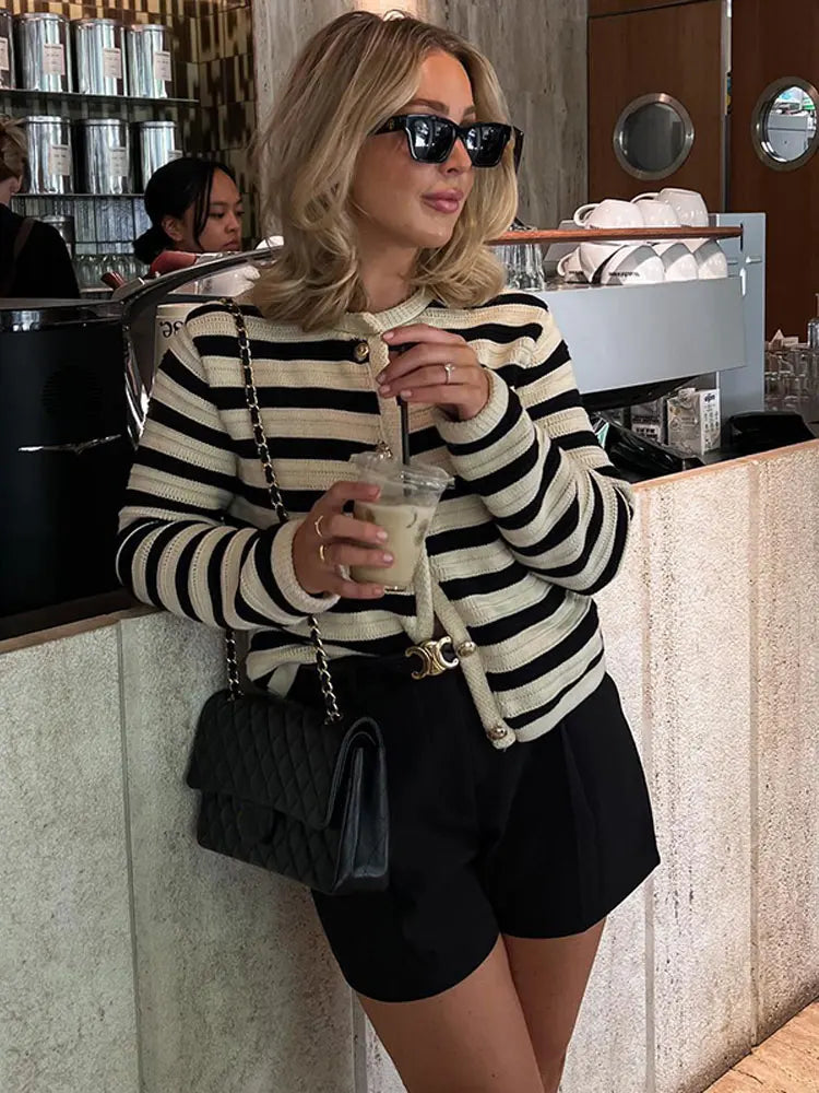Lillymoda | Jimena - Elegante Gestreifte Strickjacke