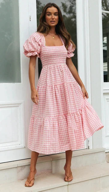 Lillymoda | Jessica - Stylisches bedrucktes Kleid mit Karomuster