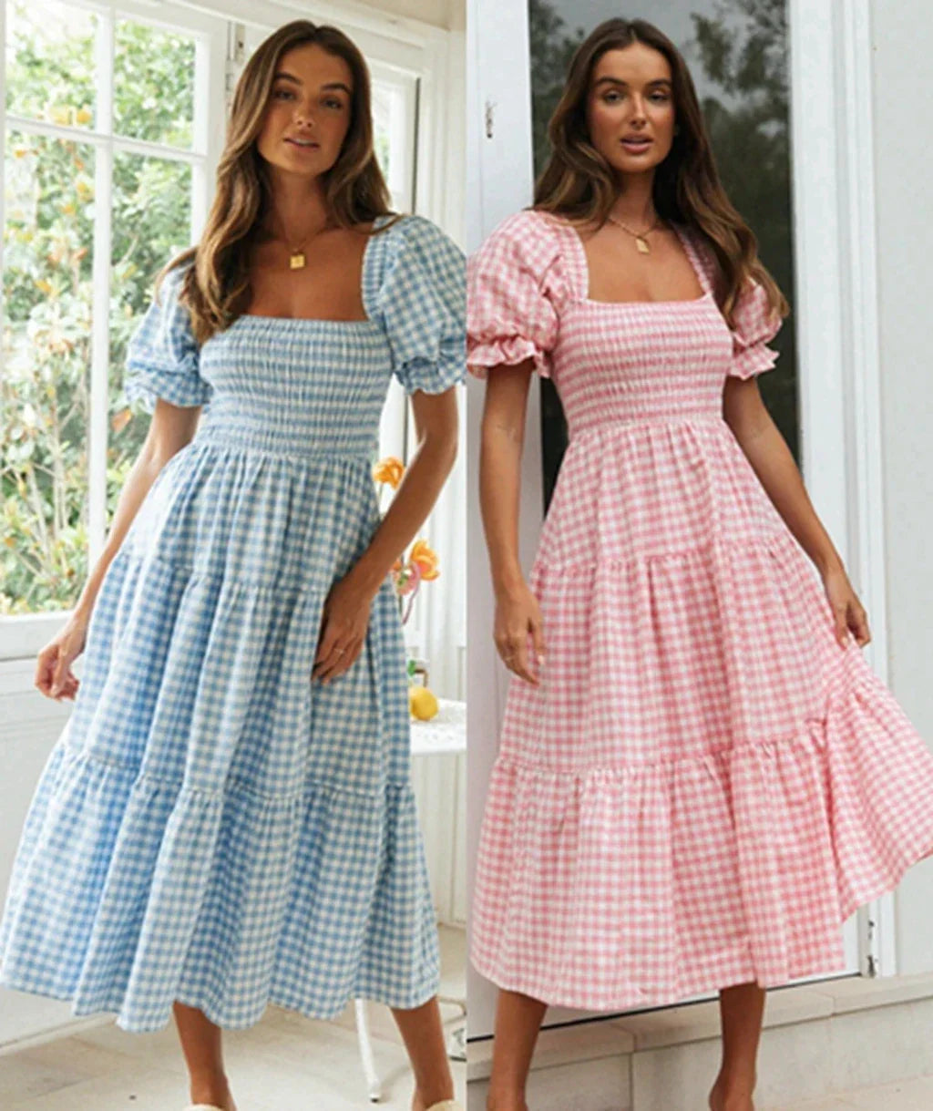 Lillymoda | Jessica - Stylisches bedrucktes Kleid mit Karomuster